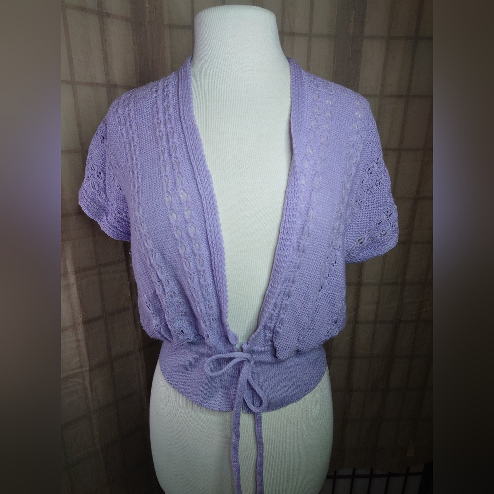 Lilac Open-Knit Women's Cardigan
